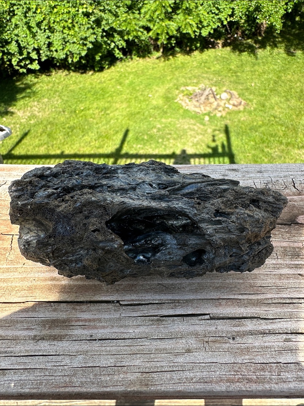 Volcanic Rock!  Black with hues of blue and iridescence